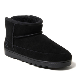 Dearfoams Women's Gretchen Genuine Suede Mini Bootie — US 6 — Size black — Width Regular — Front View