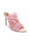 SARANI BLUSH RUCHED MESH WIDE BAND HEEL — US 8 — Size blush mesh — Front View