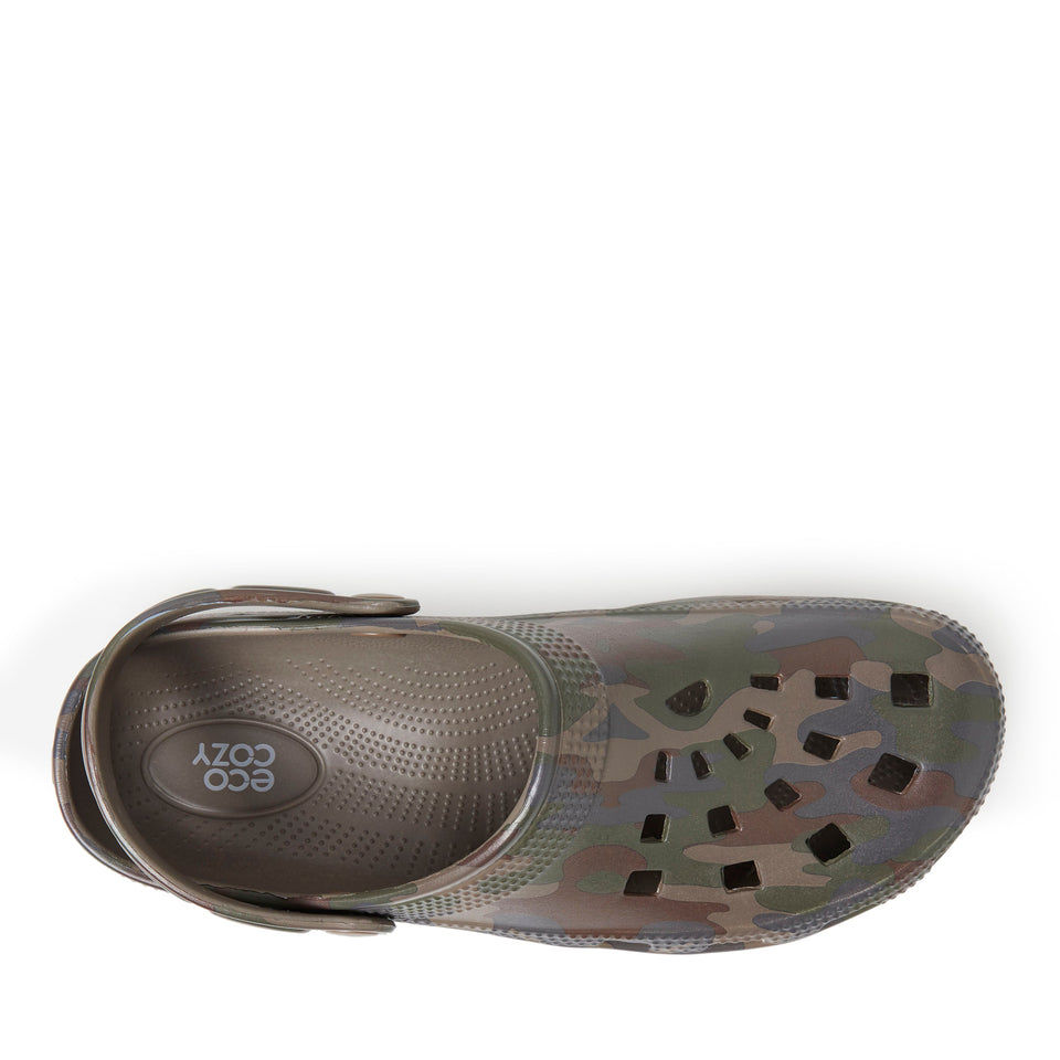 Dearfoams EcoCozy Men's Sustainable Clog — US 9 — Size camouflage — Width Regular — Detail View