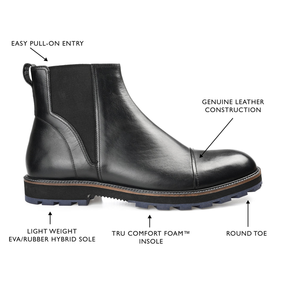 Thomas & Vine Jaylon Cap Toe Chelsea Boot — US 11 — Size black — Width Regular — Detail View