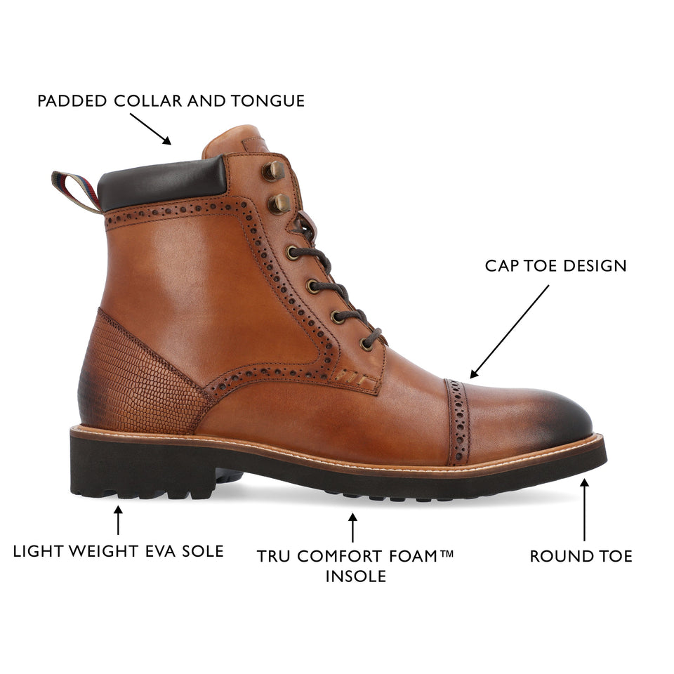 Thomas & Vine Tyrus Cap Toe Ankle Boot — US 9 — Size cognac — Width Regular — Detail View