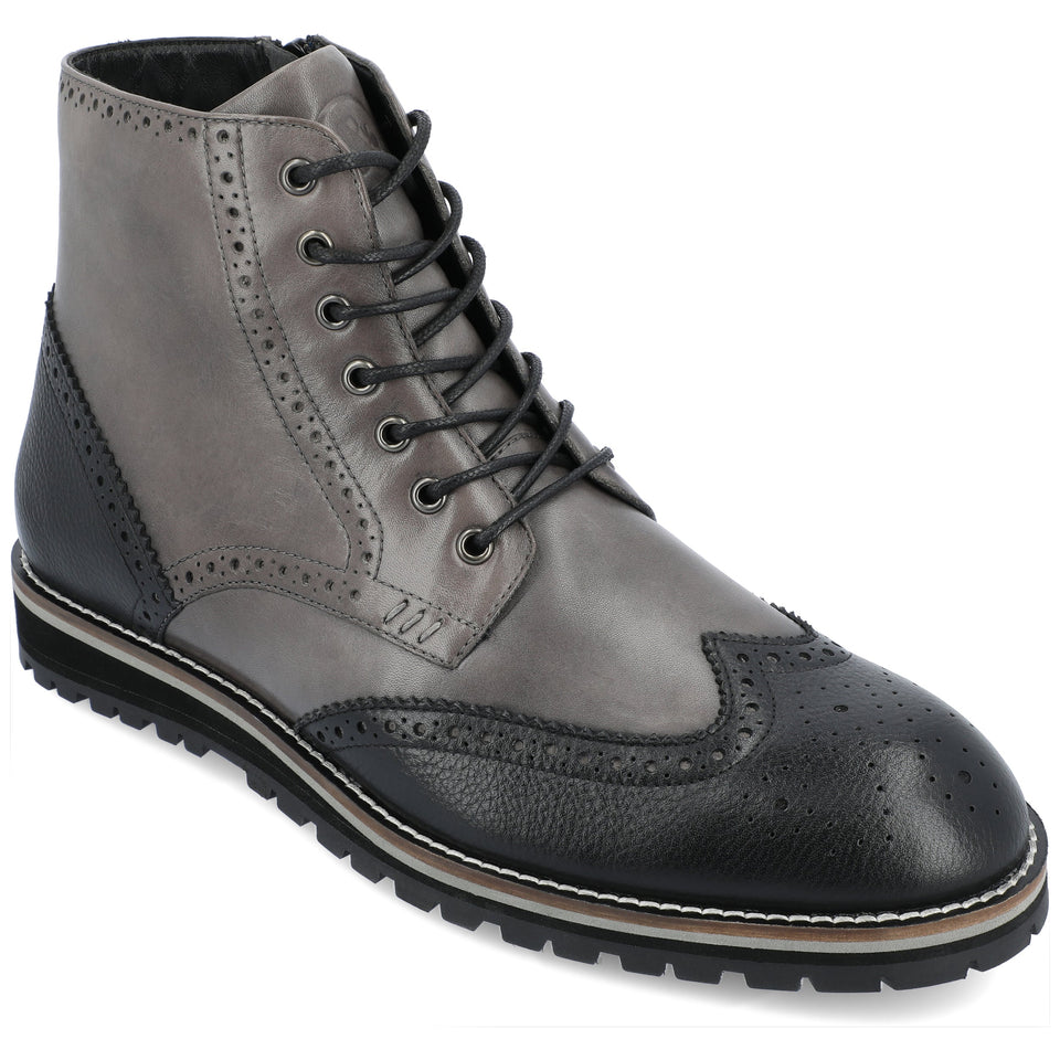 Thomas & Vine Elijah Wingtip Ankle Boot — US 13 — Size grey — Width Regular — Front View