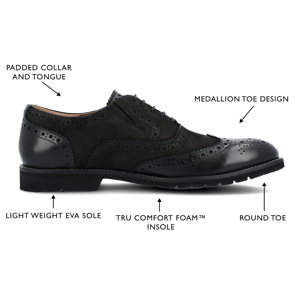 Thomas & Vine Covington Brogue Oxford — US 9 — Size black — Width Regular — Detail View