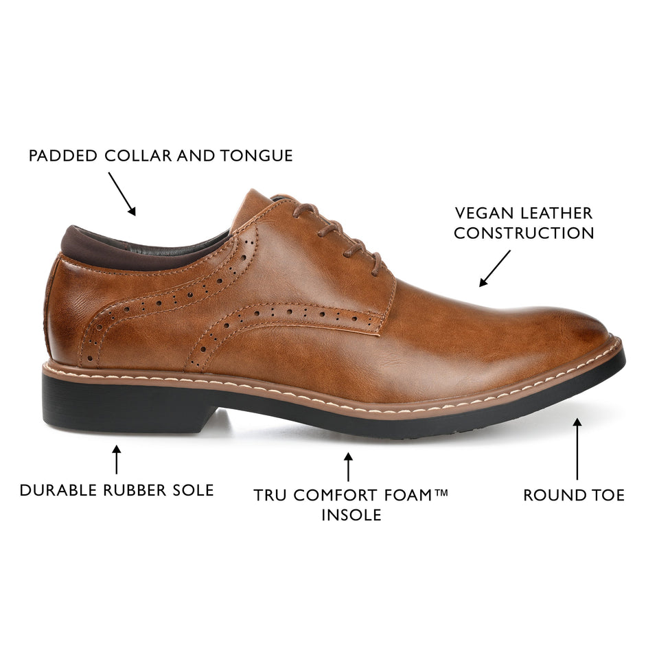Vance Co. Irwin Brogue Dress Shoe — US 13 — Size brown — Width Regular — Top View