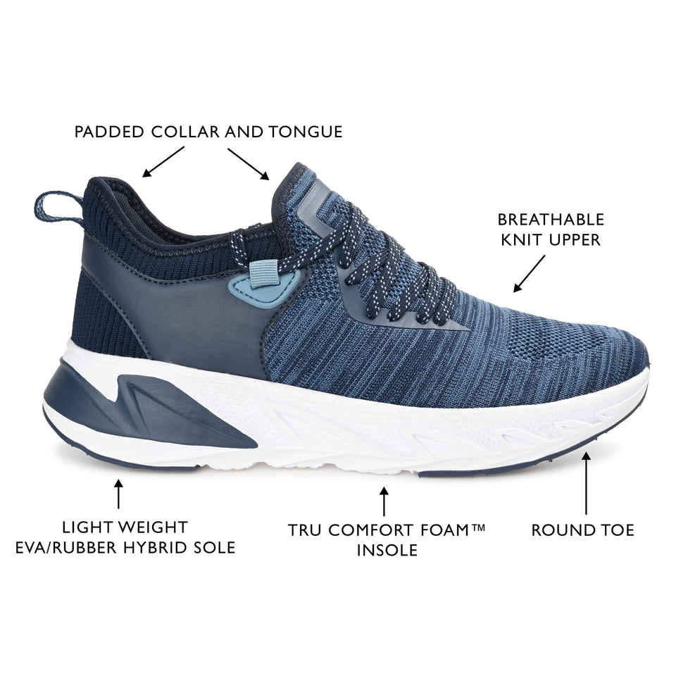 Vance Co. Gibbs Knit Athleisure Sneaker — US 8.5 — Size blue — Width Regular — Detail View