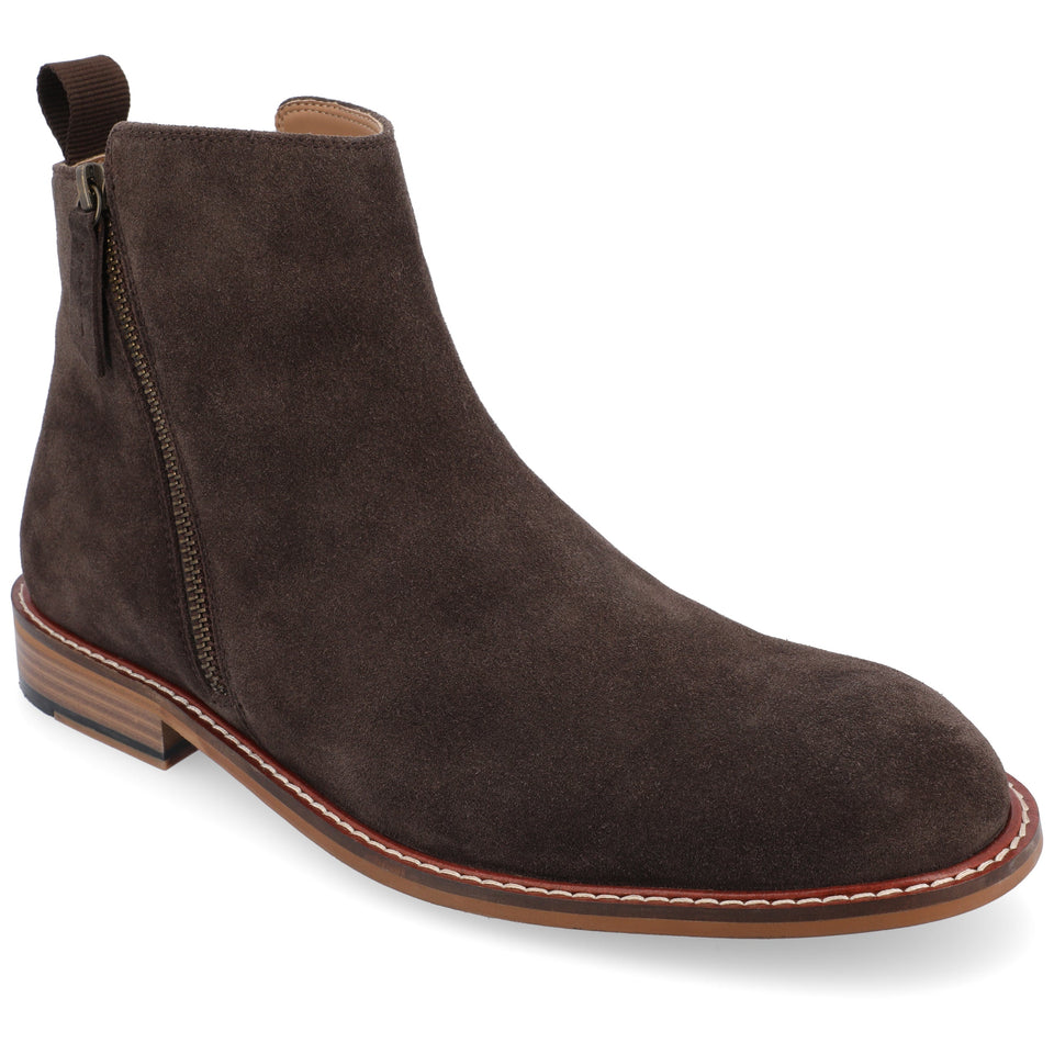 Thomas & Vine Rami Plain Toe Zip Boot — US 12 — Size brown — Width Regular — Front View