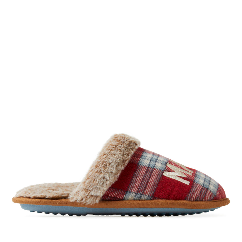 Women's Mama Bear Red Plaid Scuff Slippers — Large — Size red plaid — Width Regular — Back View