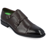Vance Co. Atticus Double Monk Strap Dress Shoe — US 11 — Size brown — Width Regular — Front View