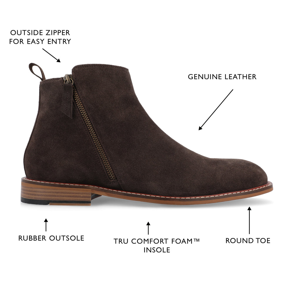 Thomas & Vine Rami Plain Toe Zip Boot — US 12 — Size brown — Width Regular — Detail View
