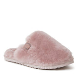 Fireside By Dearfoams Women's Shelly Beach Genuine Shearling Scuff Slippers — US 6 — Size grey — Width Regular — Detail View