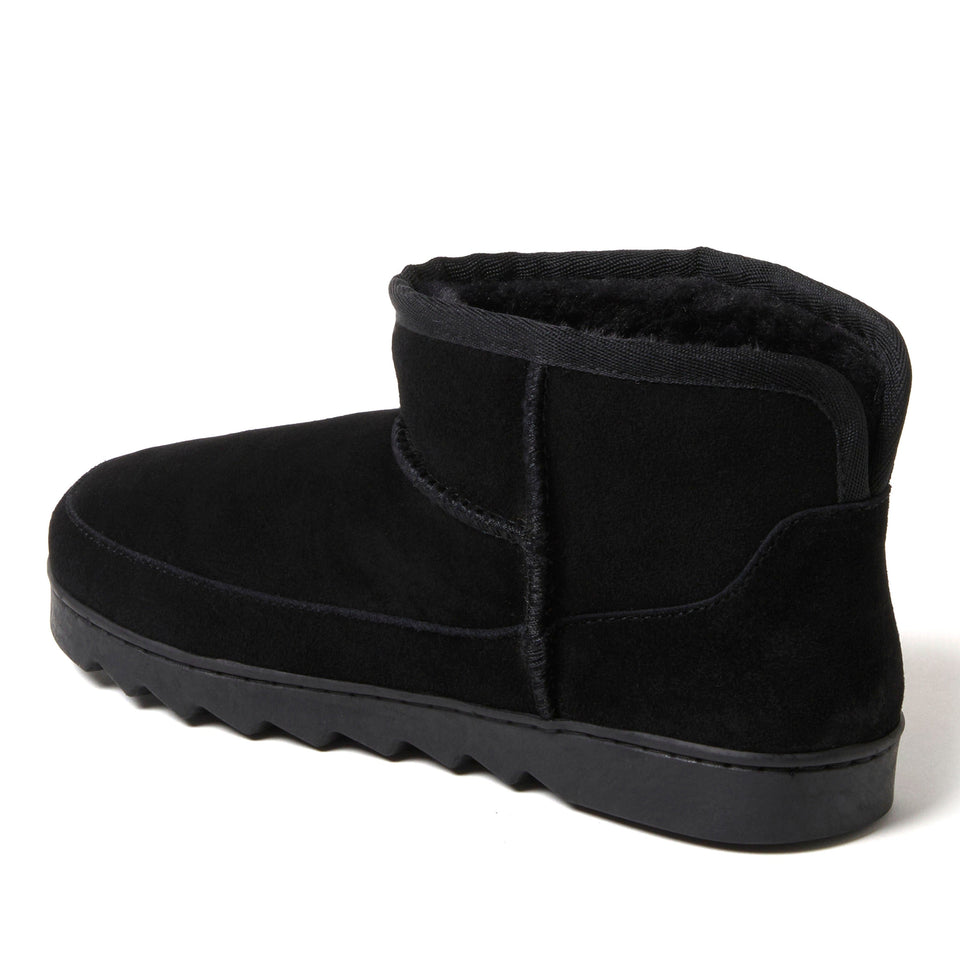 Dearfoams Women's Gretchen Genuine Suede Mini Bootie — US 6 — Size black — Width Regular — Side View