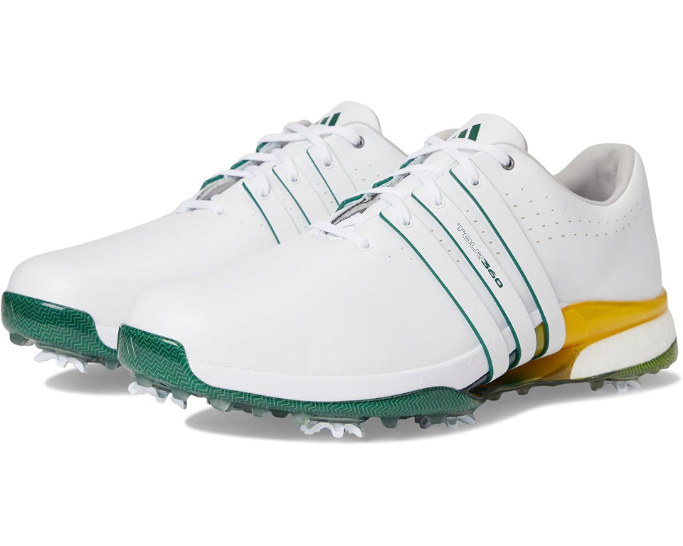 Men's adidas Golf Tour360 24 Golf Shoes Footwear White/Collegiate Green/Yellow