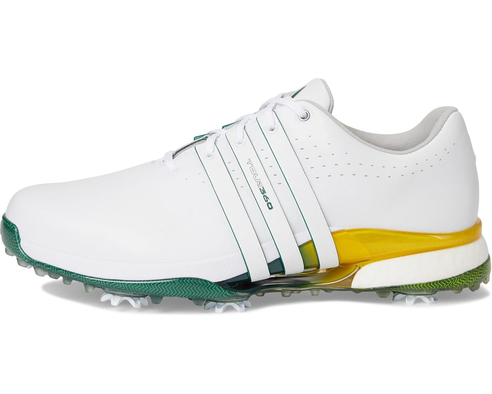 Men's adidas Golf Tour360 24 Golf Shoes Footwear White/Collegiate Green/Yellow