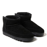 Dearfoams Women's Gretchen Genuine Suede Mini Bootie — US 6 — Size black — Width Regular — Back View