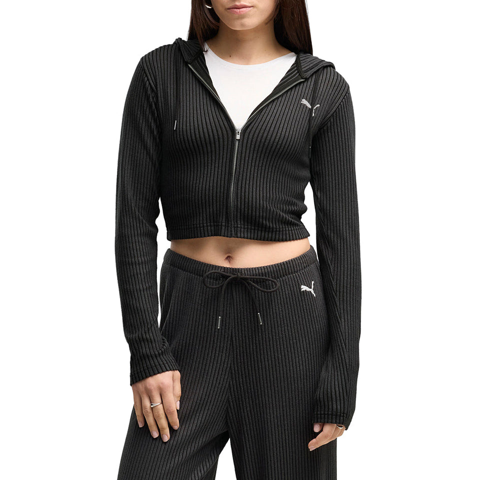 Essentials Ribbed Full-Zip Soft Touch Hoodie
