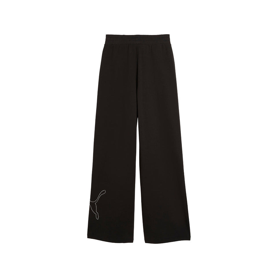 Bedazzled High Waisted Draw String Wide Legged Sweat Pants