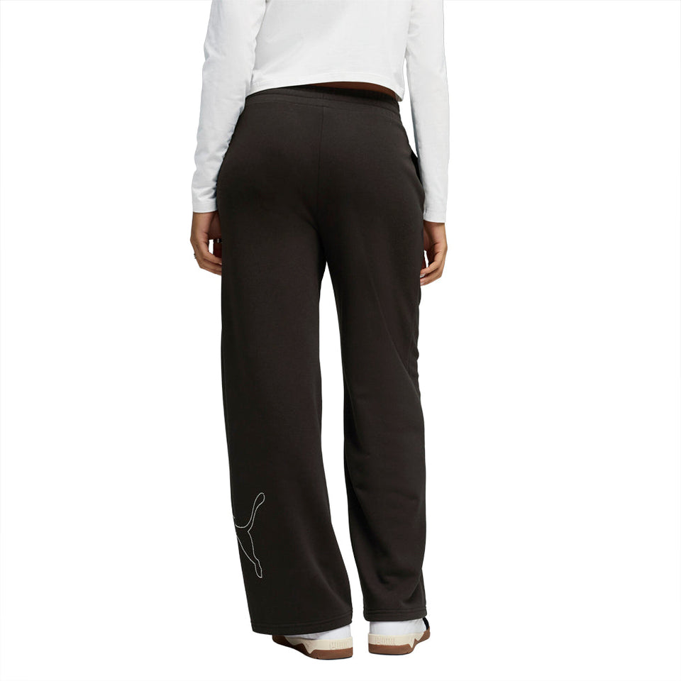 Bedazzled High Waisted Draw String Wide Legged Sweat Pants