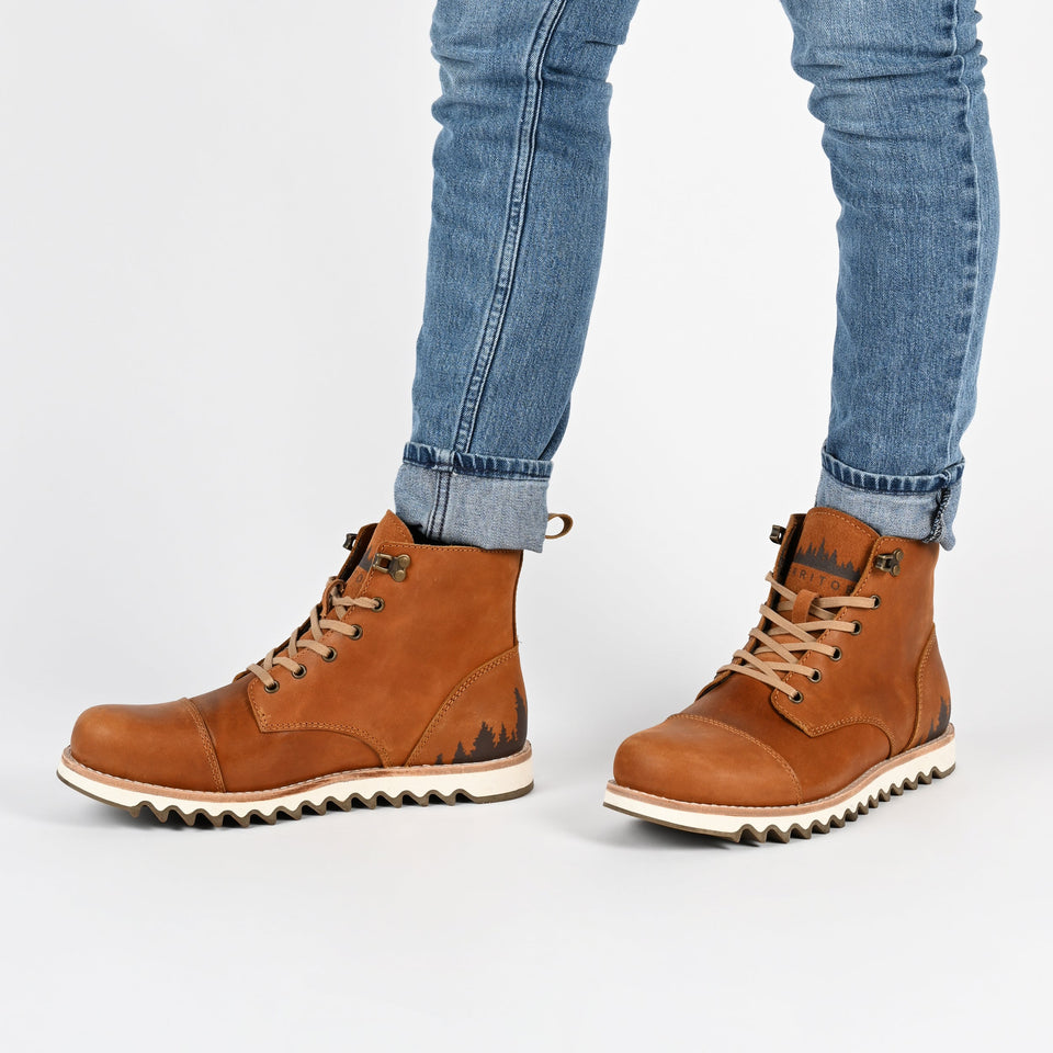Territory Zion Water Resistant Wide Width Lace-Up Boot — US 13 — Size chestnut — Width Wide — Lifestyle View