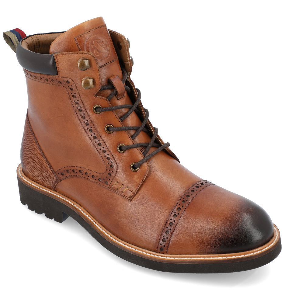 Thomas & Vine Tyrus Cap Toe Ankle Boot — US 9 — Size cognac — Width Regular — Front View