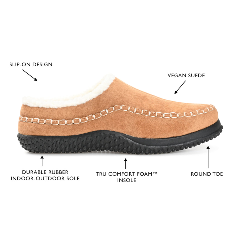 Vance Co. Godwin Moccasin Clog Slipper — US 8 — Size tan — Width Regular — Detail View