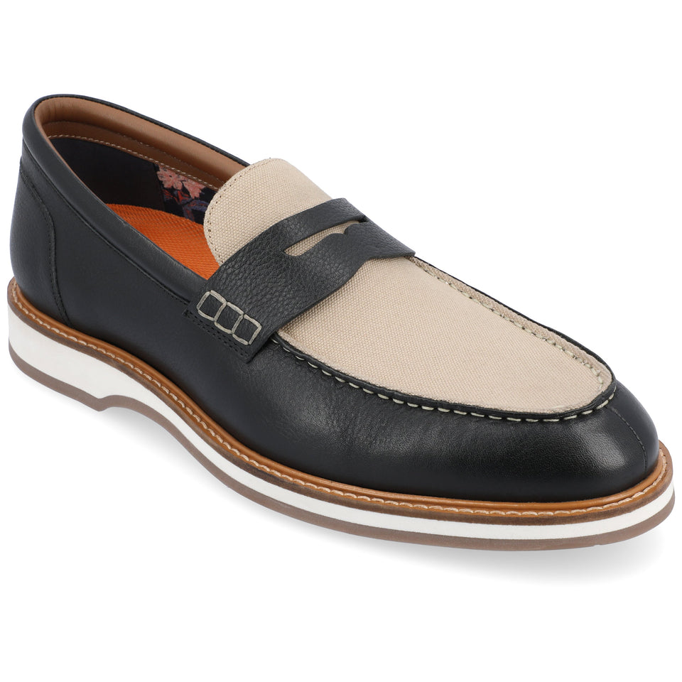 Thomas & Vine Kaufman Moc Toe Penny Loafer — US 10 — Size black — Width Regular — Front View