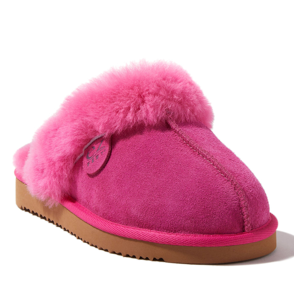 EZ Feet Women’s Genuine Shearling Scuff Slipper — US 9 — Size paradise pink — Width Regular — Front View