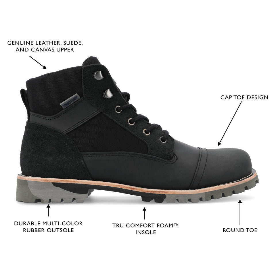 Territory Brute Water Resistant Cap Toe Lace-up Boot — US 11 — Size black — Width Regular — Detail View