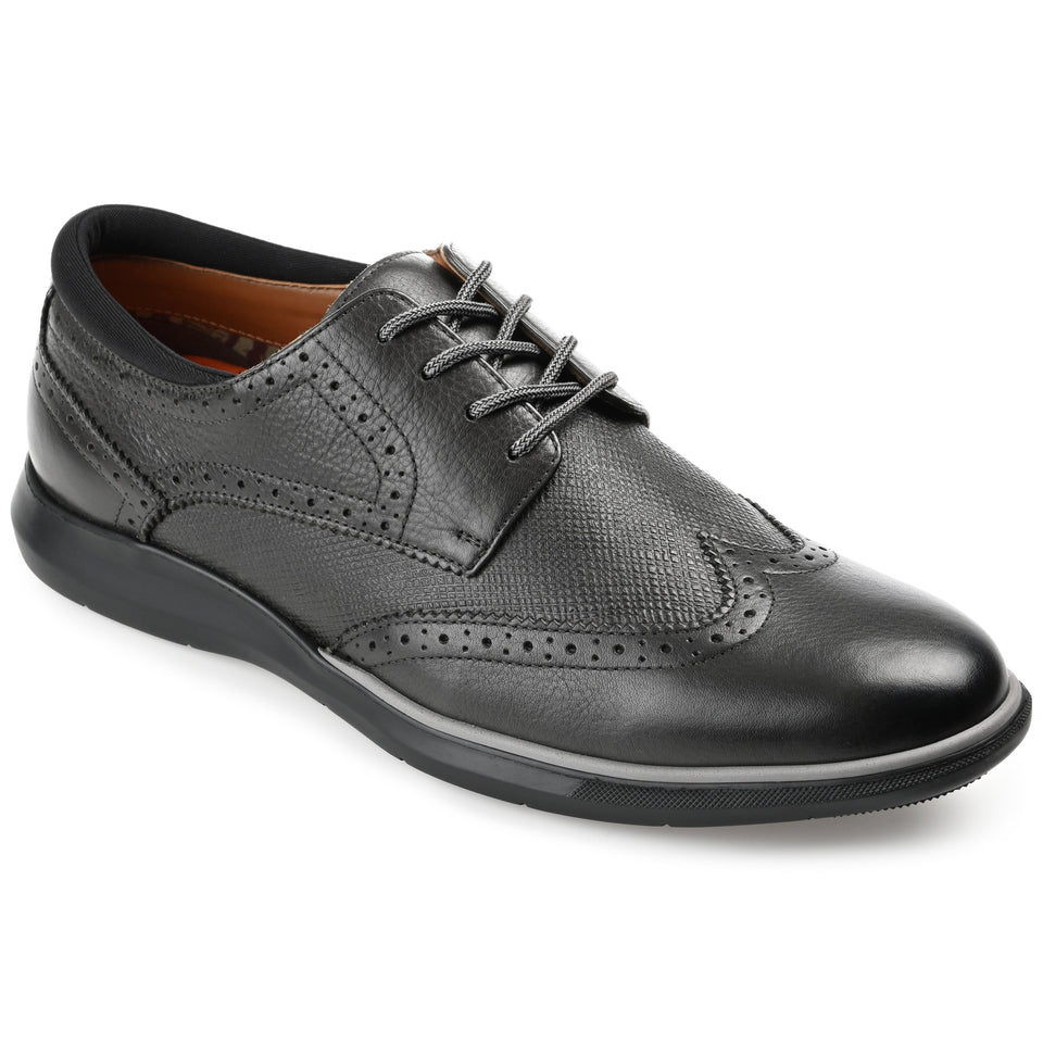 Thomas & Vine Savage Embossed Wingtip Derby — US 10 — Size charcoal — Width Regular — Front View