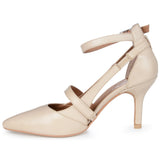 Journee Signature Women's Genuine Leather Vallerie Pump — US 9 — Size beige — Side View