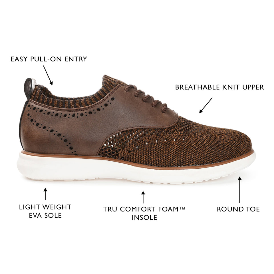 Vance Co. Waller Knit Casual Dress Shoe — US 8.5 — Size brown — Width Regular — Top View