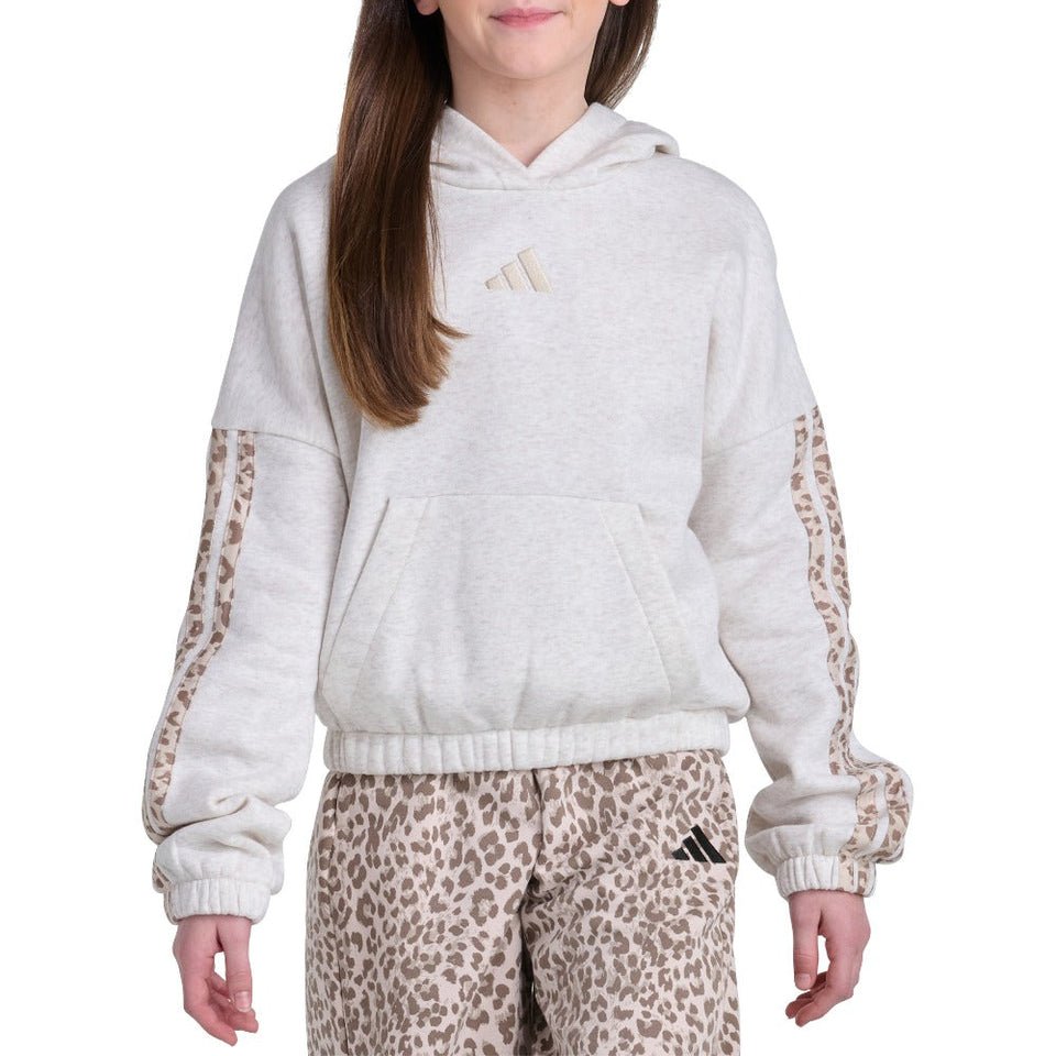 Long Sleeve Printed 3-Stripe Hooded Hoodie