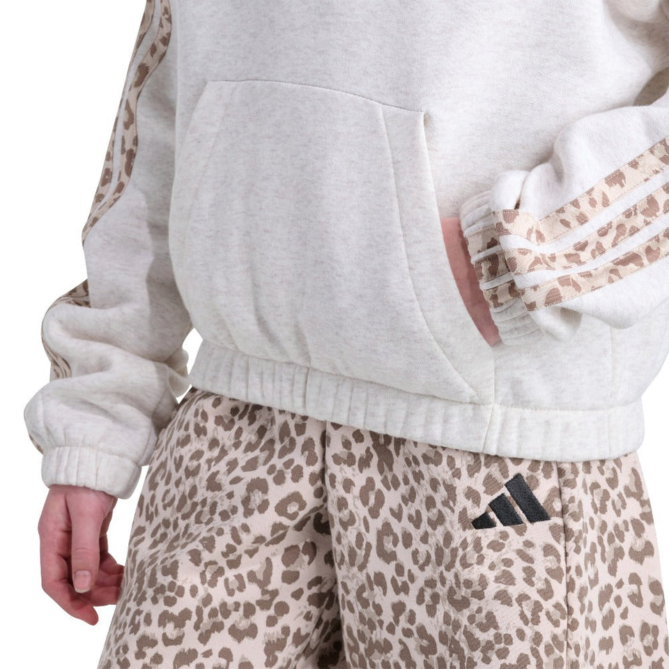 Long Sleeve Printed 3-Stripe Hooded Hoodie