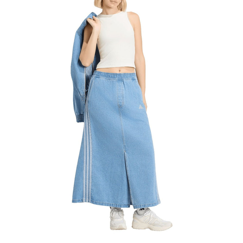 Stadium Washed Denim Loose Fit Skirt