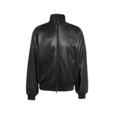 Stadium Loose Fit Faux Leather Track Jacket