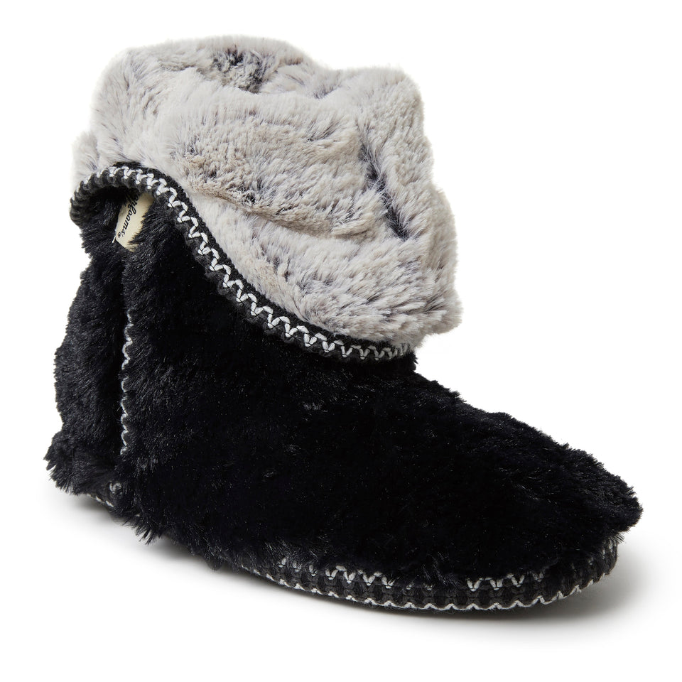 Dearfoams Womens Beth Pile Foldown Boot — XLarge — Size black — Width Regular — Front View