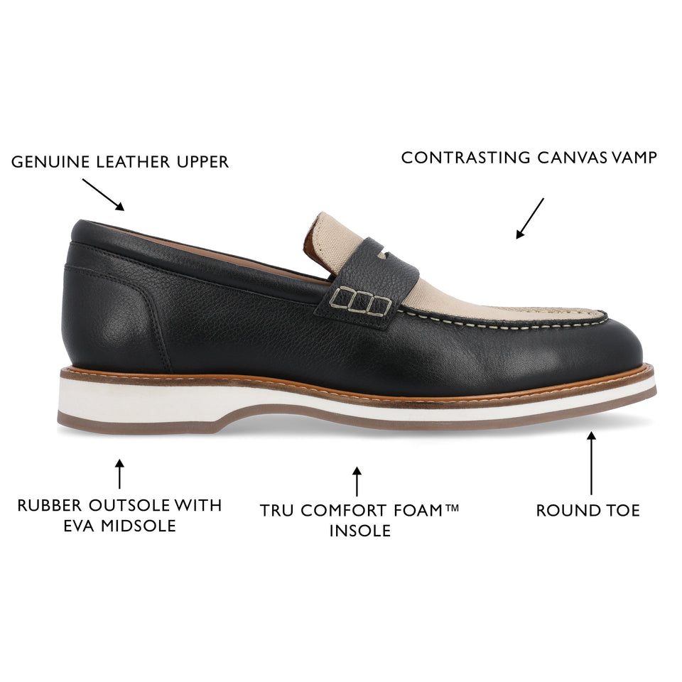 Thomas & Vine Kaufman Moc Toe Penny Loafer — US 10 — Size black — Width Regular — Detail View