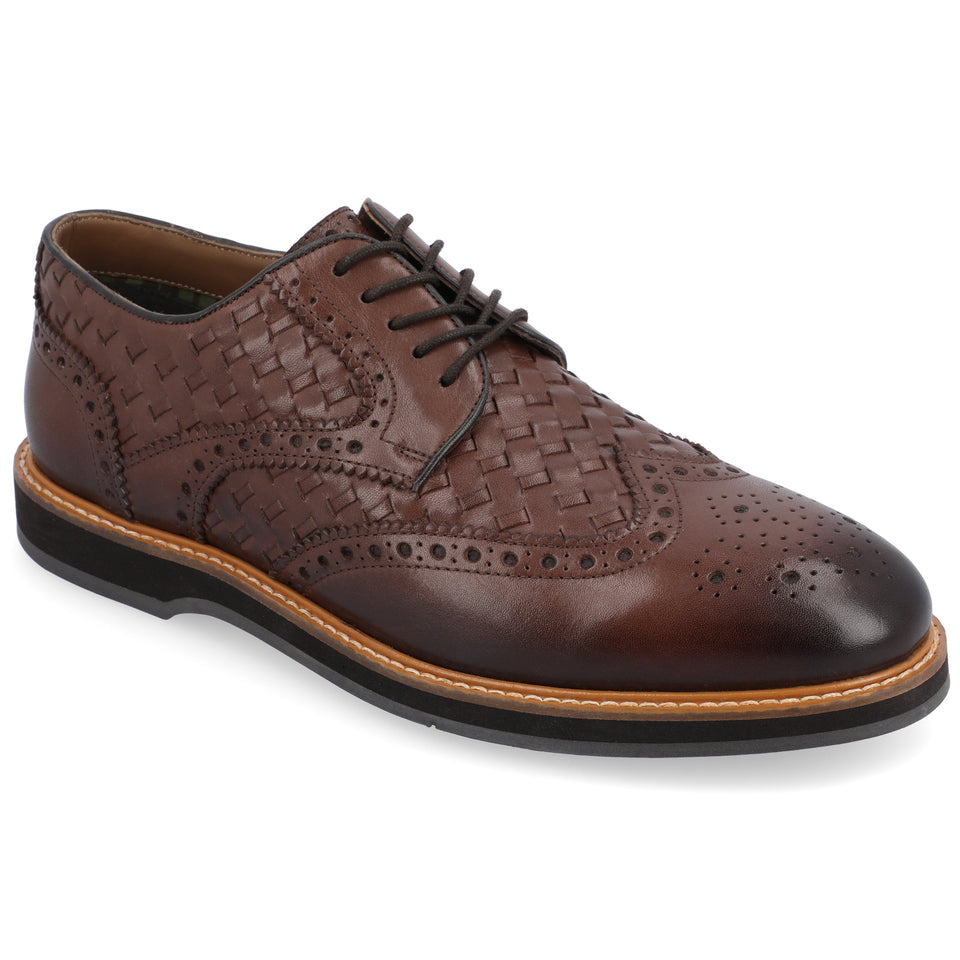 Thomas & Vine Radcliff Woven Wingtip Derby — US 10.5 — Size brown — Width Regular — Front View