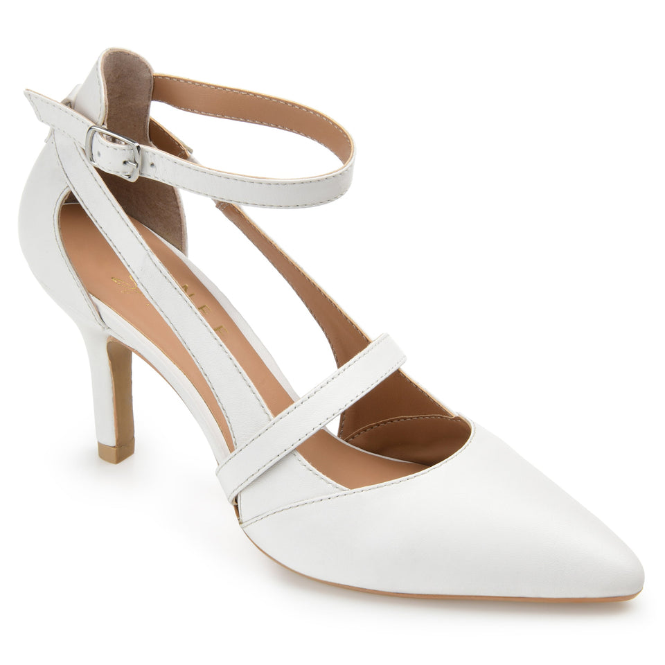 Journee Signature Women's Genuine Leather Vallerie Pump — US 9 — Size beige — Lifestyle View