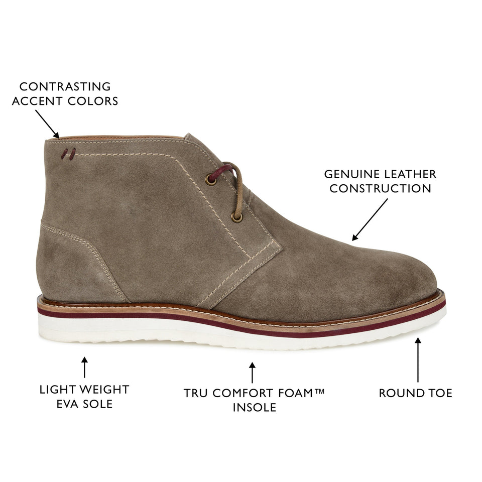 Thomas & Vine Keegan Wide Width Plain Toe Chukka Boot — US 11.5 — Size taupe — Width Wide — Detail View
