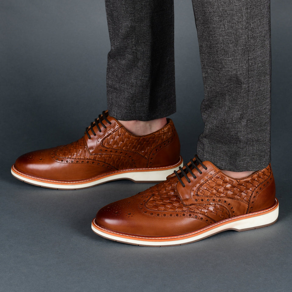 Thomas & Vine Radcliff Wide Width Woven Wingtip Derby — US 11 — Size brown — Width Wide — Lifestyle View