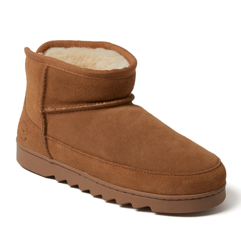 Dearfoams Women's Gretchen Genuine Suede Mini Bootie — US 6 — Size black — Width Regular — Lifestyle View