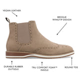 Vance Co. Thorpe Wingtip Chelsea Boot — US 9.5 — Size taupe — Width Regular — Detail View