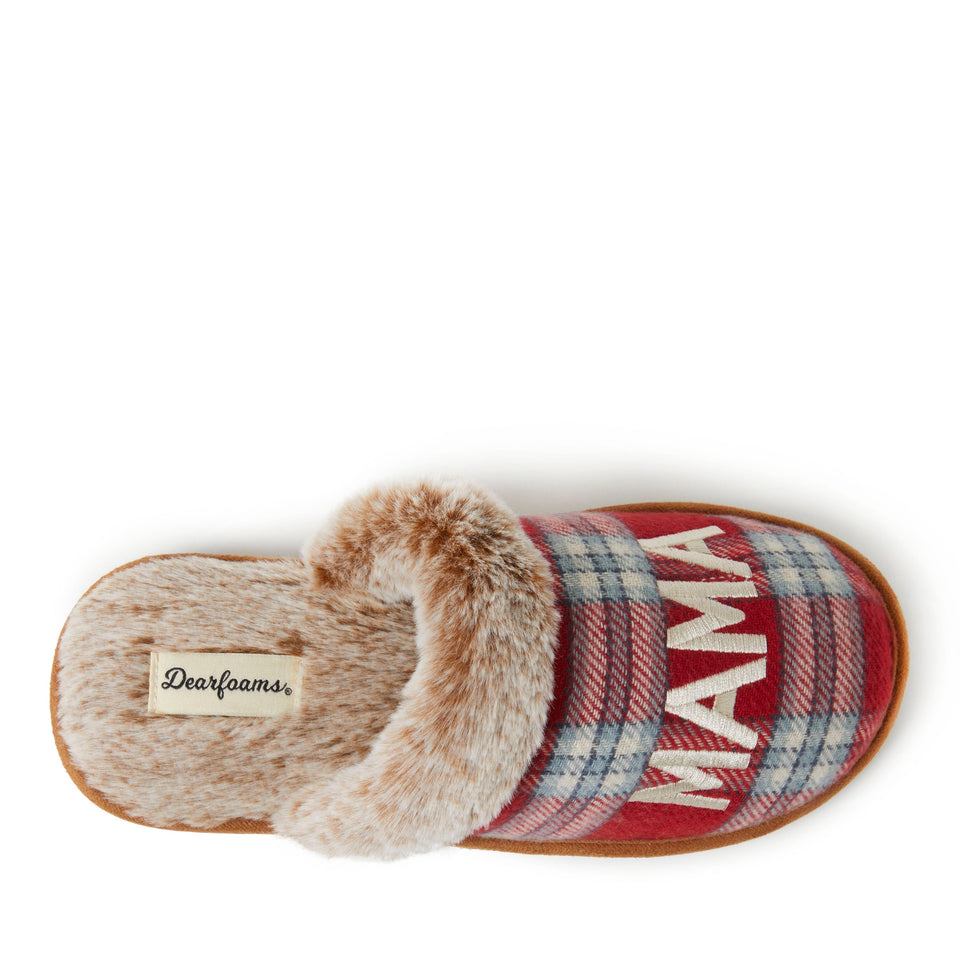 Women's Mama Bear Red Plaid Scuff Slippers — Large — Size red plaid — Width Regular — Detail View