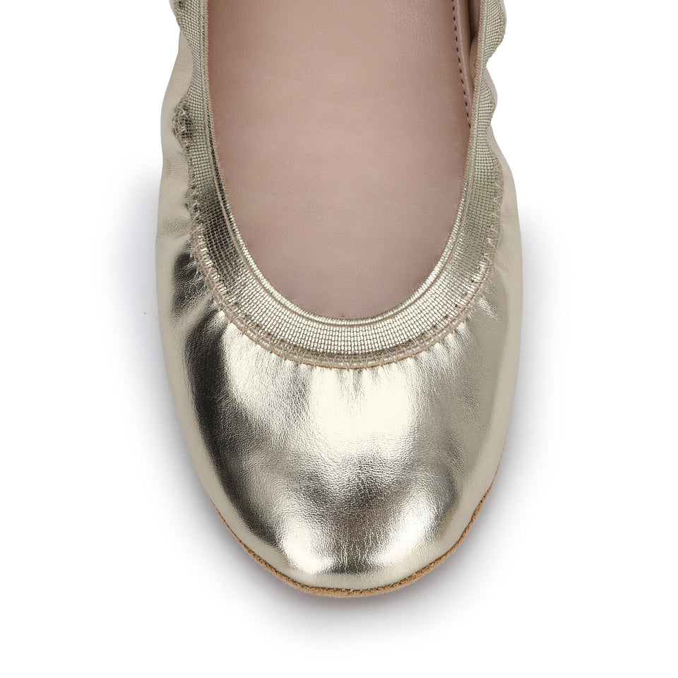 Nina Foldable Ballet Flat in Gold Peta-Approved Vegan Leather — US 11 — Size gold — Detail View