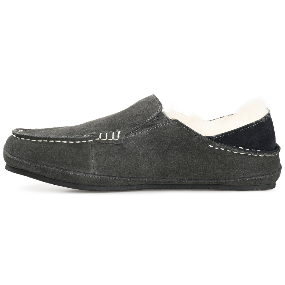 Territory Solace Genuine Sheepskin Fold-down Heel Moccasin Slipper — US 9 — Size grey — Width Regular — Back View