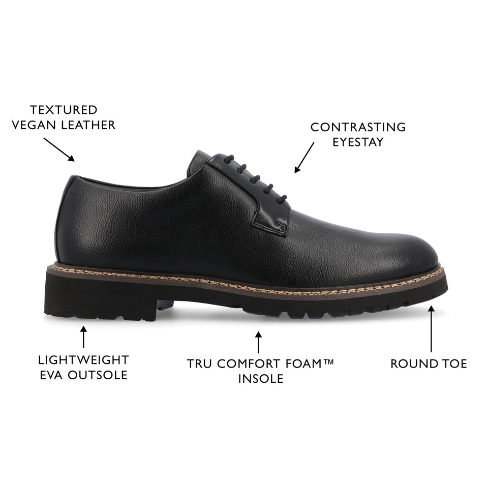 Vance Co. Martin Plain Toe Derby — US 12 — Size black — Width Regular — Detail View