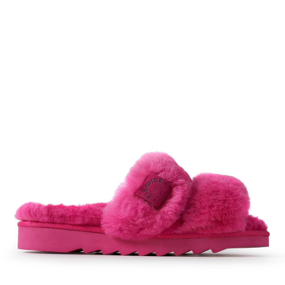 Dearfoams Womens Benalla Genuine Shearling Slide — US 10 — Size paradise pink — Width Regular — Back View