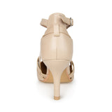 Journee Signature Women's Genuine Leather Vallerie Pump — US 9 — Size beige — Back View