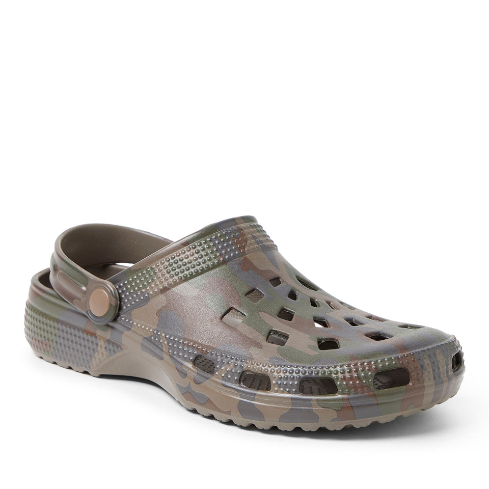 Dearfoams EcoCozy Men's Sustainable Clog — US 9 — Size camouflage — Width Regular — Front View
