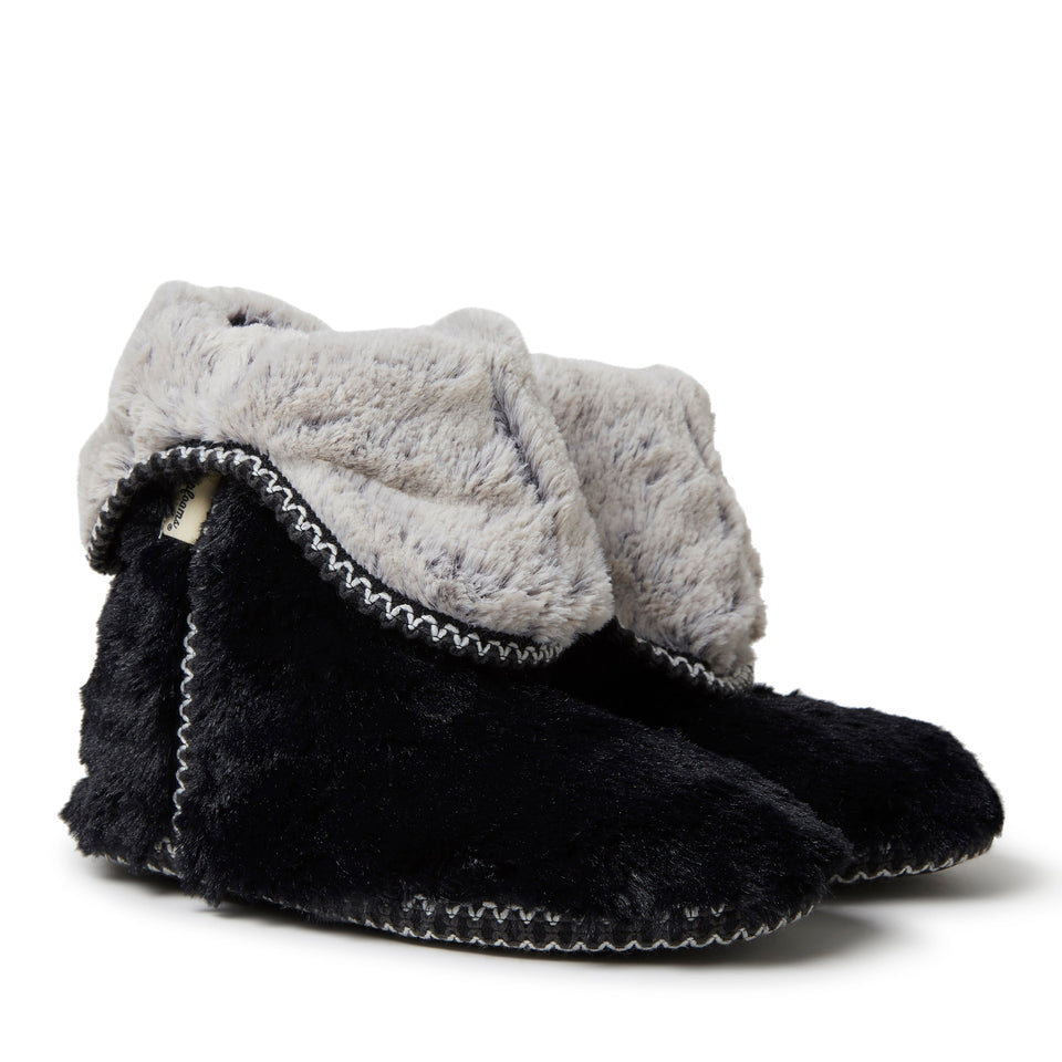 Dearfoams Womens Beth Pile Foldown Boot — XLarge — Size black — Width Regular — Side View